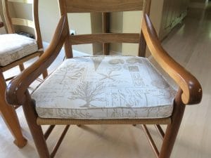Dining Room Seat Cushion Front View | Upholstered by Cape Cod Upholstery Shop | South Dennis, MA