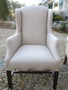Chippendale Wing Chair in a Sunbrella Fabric | Upholstered by Cape Cod Upholstery Shop | Located in South Dennis, MA