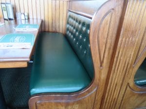 Clancy's Restaurant Booth Seat | Upholstered by Cape Cod Upholstery Shop | Located in South Dennis, Ma