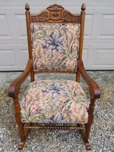 Old North Wind Rocking Chair | Upholstered by Cape Cod Upholstery Shop | Located in South Dennis, MA