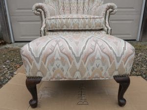 Ottoman and Channel Back Chair | Upholstered by Cape Cod Upholstery Shop | Located in South Dennis, MA