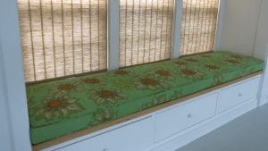 Window Seat Cushion in a Raoul Textiles Floral Print | Upholstered by Cape Cod Upholstery Shop | Located in South Dennis, MA