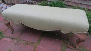 55" Bench with Queen Anne Legs and Sueded Fabric | Upholstered by Cape Cod Upholstery Shop | Located in South Dennis, MA