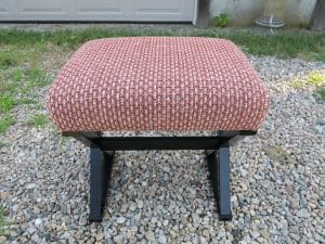 Small Foot Stool with the frame finished in black | Upholstered by Cape Cod Upholstery Shop | Located in South Dennis, MA
