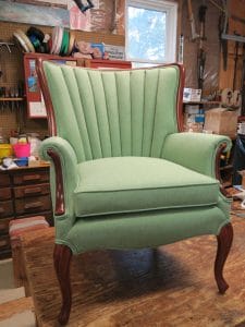 Channel Back Chair | Upholstered in a Sunbrella Fabric | Upholstered by Cape Cod Upholstery Shop | Located in South Dennis, MA