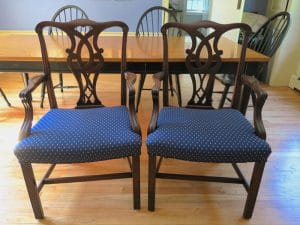Matching Antique Side Chairs | Upholstered in a Greenhouse Fabric | Upholstered by Cape Cod Upholstery Shop | Located in South Dennis, MA