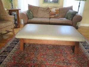 Large 54" Ottoman | All new high density foam | Upholstered in a Greenhouse Fabrics faux leather | Upholstered by Cape Cod Upholstery Shop | Located in South Dennis, MA