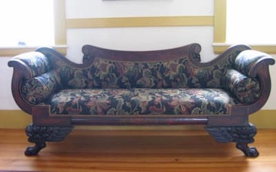 Picture of antique Empire sofa used as Page Link, 2002 Upholstery Photos | Cape Cod Upholstery Shop | Located in South Dennis, MA