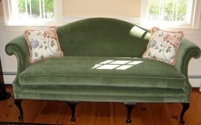 Picture of camel back sofa used as Page Link, 2007 Upholstery Photos | Cape Cod Upholstery Shop | Located in South Dennis, MA