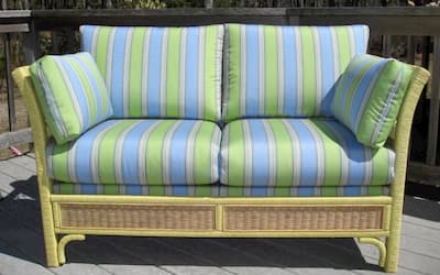 Picture of rattan sofa used as Page Link, 2009 Upholstery Photos | Cape Cod Upholstery Shop | Located in South Dennis, MA