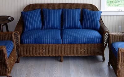 Picture of wicker sofa used as Page Link, 2010 Upholstery Photos | Cape Cod Upholstery Shop | Located in South Dennis, MA