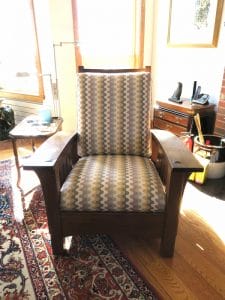 Stickley Chair | Upholstered in a United Fabrics Sunbrella exclusive | Upholstered by Cape Cod Upholstery Shop | Located in South Dennis, MA