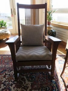 Stickley Rocking Chair | Upholstered in a JF Fabrics High Performance Fabric | Upholstered by Cape Cod Upholstery Shop | Located in South Dennis, MA