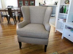 Favorite Provincetown Wing Chair | Upholstered in a JF Fabrics High Performance Fabric | Upholstered by Cape Cod Upholstery Shop | Located in South Dennis, MA