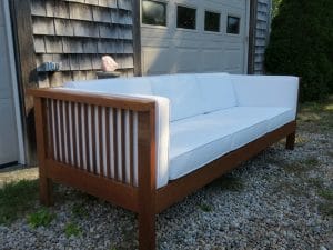 Charles Webb Sofa | Upholstered in a Sunbrella Canvas Natural | Upholstered by Cape Cod Upholstery Shop | Located in South Dennis, MA 02660