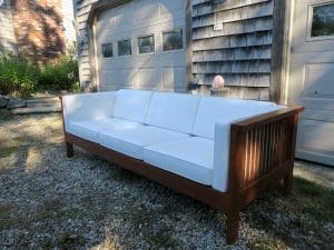 Charles Webb Sofa | Upholstered in a Sunbrella Canvas Natural | Upholstered by Cape Cod Upholstery Shop | Located in South Dennis, MA 02660