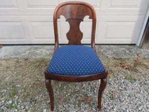 Antique Desk Chair | Upholstered in a Greenhouse Fabric | Upholstered by Cape Cod Upholstery Shop | Located in South Dennis, MA 02660