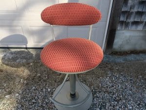 Bar Stool upholstered in a United Fabrics Crypton fabric | Upholstered by Cape Cod Upholstery Shop | Located in South Dennis, MA 02660