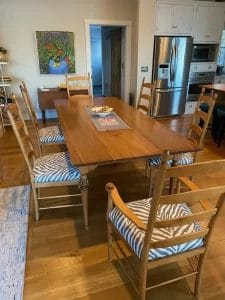 Sunbrella dining seats -Upholstered by Cape Cod Upholstery Shop - South Dennis, MA