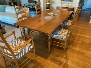 Sunbrella dining seats 2 -Upholstered by Cape Cod Upholstery Shop - South Dennis, MA