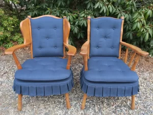 Vintage 1940s Cricket chairs - Upholstered by Cape Cod Upholstery Shop - South Dennis, MA