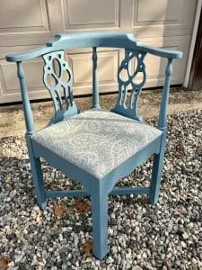 Corner Chair - Upholstered by Cape Cod Upholstery Shop - Located in South Dennis, MA