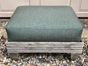 Giati outdoor ottoman -Upholstered by Cape Cod Upholstery Shop - Located in South Dennis, MA