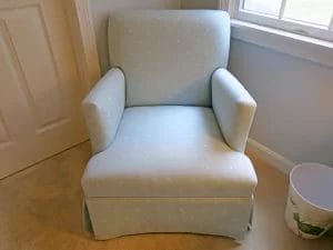 Boudoir Chair -Upholstered by Cape Cod Upholstery Shop - Located in South Dennis, MA 02660