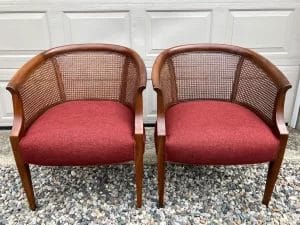 Cane Back Chair. Upholstered by Cape Cod Upholstery Shop - Located in South Dennis, MA