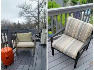 Outdoor Sunbrella Cushions. Cushions fabricated by Cape Cod Upholstery Shop - Located in South Dennis, MA