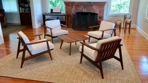Mid Century Modern chairs. Cushions fabricated by Cape Cod Upholstery Shop - Located in South Dennis, MA 02660