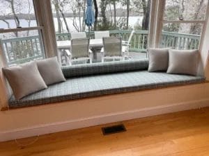 Trapezoid Window Seat 2. Cushions fabricated by Cape Cod Upholstery Shop - Located in South Dennis, MA 02660