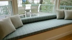 Trapezoid Window Seat. Cushions fabricated by Cape Cod Upholstery Shop - Located in South Dennis, MA 02660