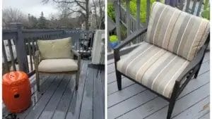 Before & after Deck Chair. Cape Cod Upholstery Shop - South Dennis, MA 02660