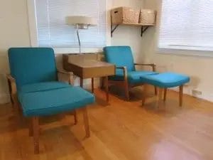 Herman Miller Chairs & ottomans 4. Upholstered by Cape Cod Upholstery Shop - Located in South Dennis, MA 02660