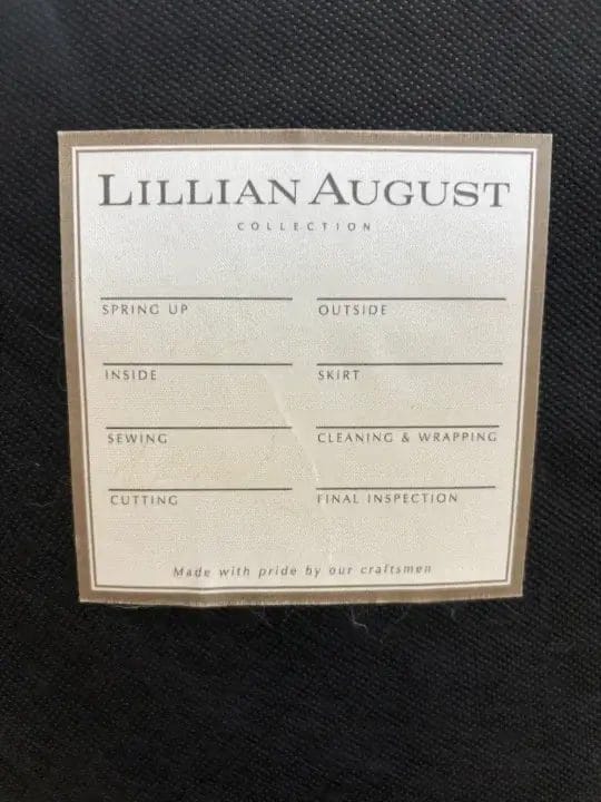 Lillian August Chair Label. Cape Cod Upholstery Shop | South Dennis, MA 02660