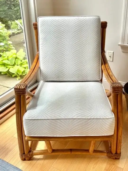 Vintage Heywood Wakefield Rattan, picture 1. Cushions fabricated by Joe Gramm of Cape Cod Upholstery Shop | South Dennis, MA 02660